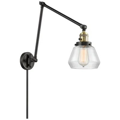 Innovations Lighting Fulton 30" High Black Brass Double Extension Swing Arm W/ Clear Shade