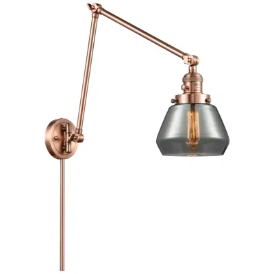 Innovations Lighting Fulton 30" High Copper Double Extension Swing Arm W/ Plated Smoke Shad