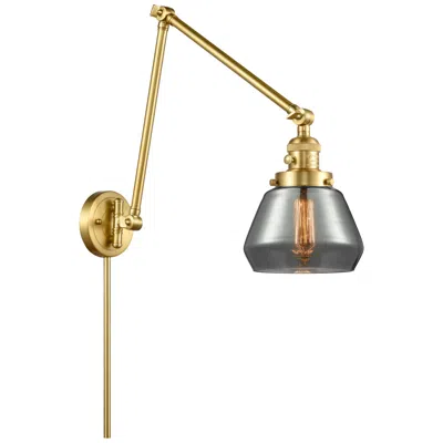 Innovations Lighting Fulton 30" High Gold Double Extension Swing Arm W/ Plated Smoke Shade