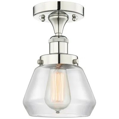 Innovations Lighting Fulton 6.5" Wide Polished Nickel Semi.flush Mount With Clear Glass Sha