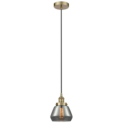 Innovations Lighting Fulton 7" Antique Brass Mini Pendant W/ Plated Smoke Shade In Gold