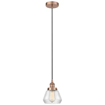 Innovations Lighting Fulton 7" Antique Copper Mini Pendant W/ Clear Shade