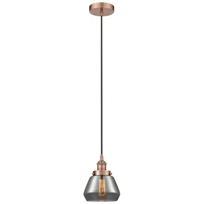 Innovations Lighting Fulton 7" Antique Copper Mini Pendant W/ Plated Smoke Shade
