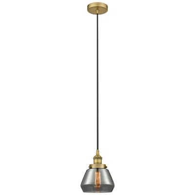 Innovations Lighting Fulton 7" Brushed Brass Mini Pendant W/ Plated Smoke Shade