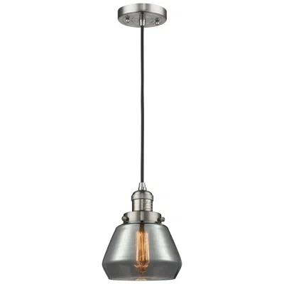 Innovations Lighting Fulton 7" Brushed Satin Nickel Cord Hung Mini Pendant W/ Plated Smoke