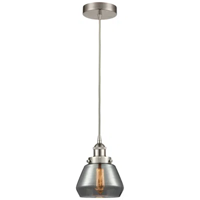 Innovations Lighting Fulton 7" Brushed Satin Nickel Mini Pendant W/ Plated Smoke Shade