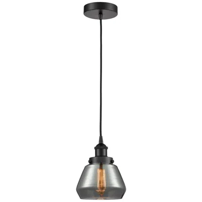 Innovations Lighting Fulton 7" Matte Black Mini Pendant W/ Plated Smoke Shade