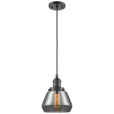 Innovations Lighting Fulton 7" Oil Rubbed Bronze Cord Hung Mini Pendant W/ Plated Smoke Sha