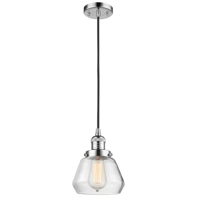 Innovations Lighting Fulton 7" Polished Chrome Cord Hung Mini Pendant W/ Clear Shade