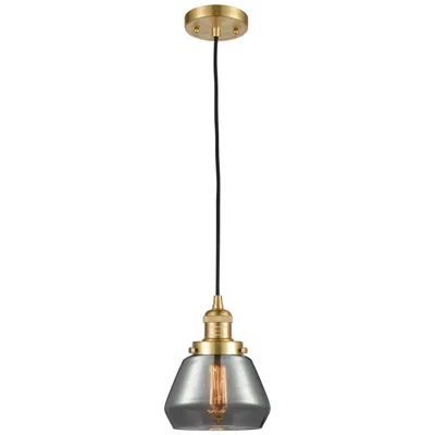 Innovations Lighting Fulton 7" Satin Gold Cord Hung Mini Pendant W/ Plated Smoke Shade