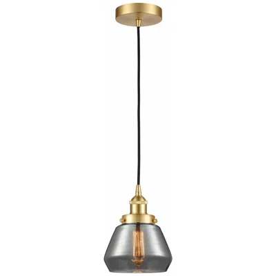 Innovations Lighting Fulton 7" Satin Gold Mini Pendant W/ Plated Smoke Shade