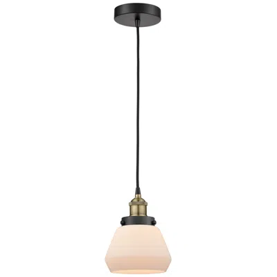 Innovations Lighting Fulton 7" Wide Black Brass Corded Mini Pendant W/ Matte White Shade