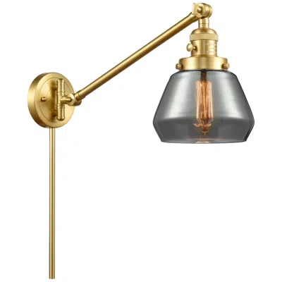 Innovations Lighting Fulton 8" Satin Gold Swing Arm W/ Plated Smoke Shade
