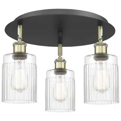 Innovations Lighting Hadley 16.25"w 3 Light Black Antique Brass Flush Mount W/ Clear Glass