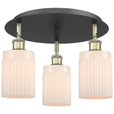 Innovations Lighting Hadley 16.25"w 3 Light Black Antique Brass Flush Mount W/ White Shade