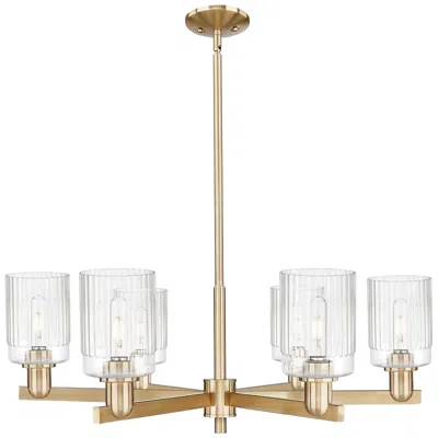 Innovations Lighting Hadley 34" Wide 6-light Champagne Bronze Chandelier W/ Clear Shade