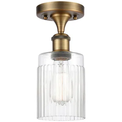 Innovations Lighting Hadley 4.5" Wide Brushed Brass Semi Flush Mount W/ Clear Shade