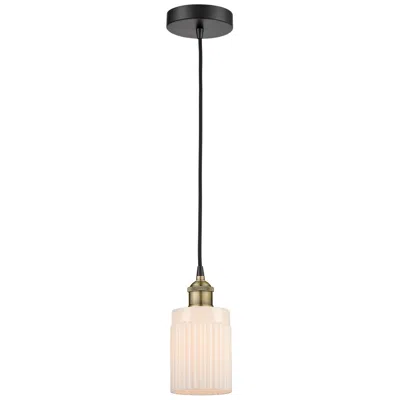 Innovations Lighting Hadley 4.5"w Black Brass Corded Mini Pendant W/ Matte White Shade