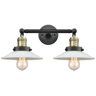 Innovations Lighting Halophane 18" 2-light Black Antique Brass Bath Light W/ Matte White Sh