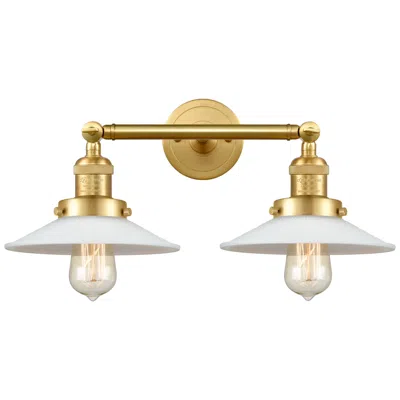 Innovations Lighting Halophane 18" 2-light Satin Gold Tiltable Bath Light W/ Matte White Sh