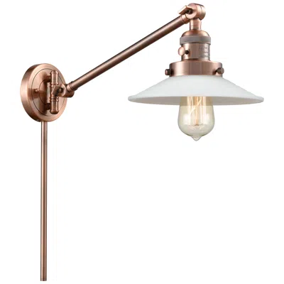 Innovations Lighting Halophane 25" High Copper Swing Arm W/ Matte White Halophane Shade