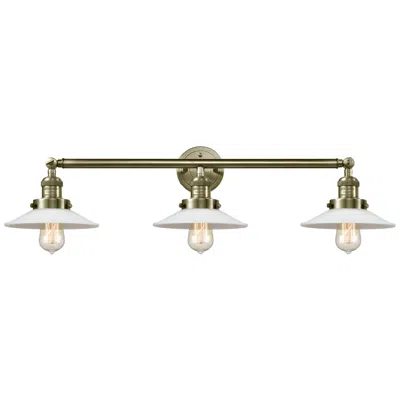 Innovations Lighting Halophane 32.5"w 3 Light Antique Brass Bath Light W/ White Halophane S