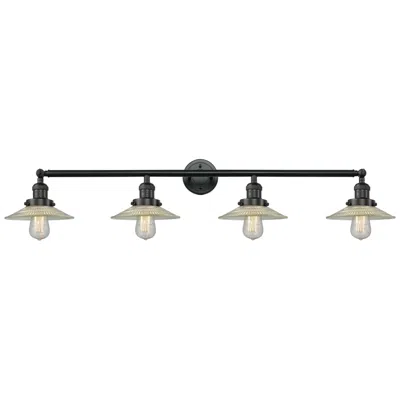 Innovations Lighting Halophane 44.5"w 4 Light Matte Black Bath Vanity Light W/ Halophane Sh