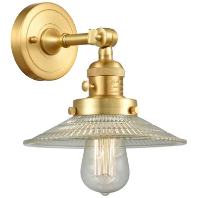 Innovations Lighting Halophane 8" High Satin Gold Sconce W/ Clear Halophane Shade