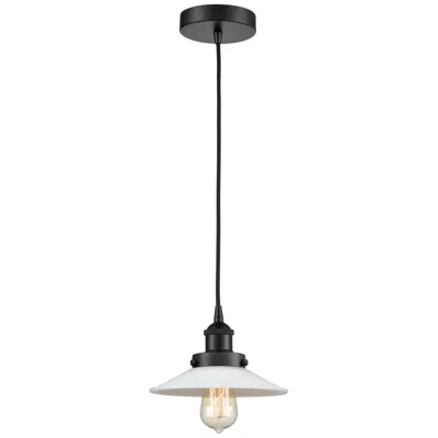 Innovations Lighting Halophane 9" Matte Black Mini Pendant W/ Matte White Shade