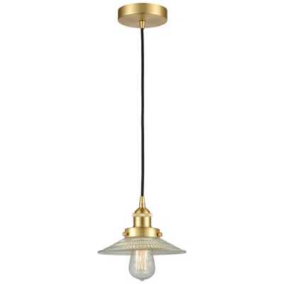 Innovations Lighting Halophane 9" Satin Gold Mini Pendant W/ Clear Shade
