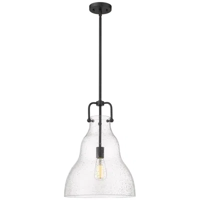 Innovations Lighting Haverhill 14" Matte Black Stem Hung Pendant W/ Seedy Shade