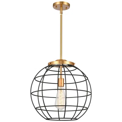Innovations Lighting Lake Placid 16" Wide Satin Gold Stem Hung Pendant With Matte Black Sha