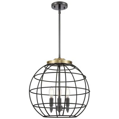 Innovations Lighting Lake Placid 16"w 3 Light Black Brass Stem Hung Pendant With Black Shad