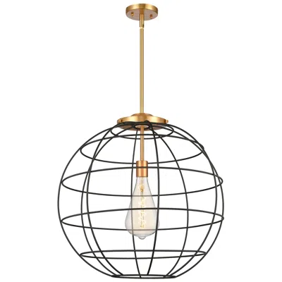 Innovations Lighting Lake Placid 22" Wide Satin Gold Stem Hung Pendant With Matte Black Sha