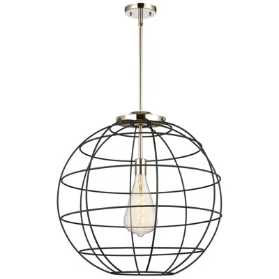 Innovations Lighting Lake Placid 22"w Polished Nickel Stem Hung Pendant With Matte Black Sh