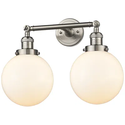 Innovations Lighting Large Beacon 19" 2-light Brushed Satin Nickel Bath Light W/ White Shad