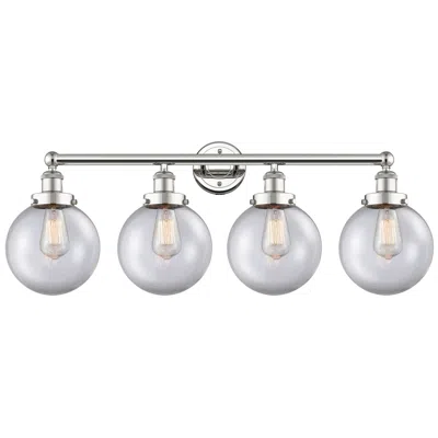 Innovations Lighting Large Beacon 33.5"w 4 Light Polished Nickel Bath Light With Clear Shad