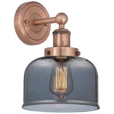 Innovations Lighting Large Bell 10"high Antique Copper Sconce With Plated Smoke Shade