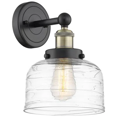Innovations Lighting Large Bell 10"high Black Antique Brass Sconce With Clear Deco Swirl Sh
