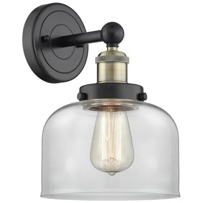 Innovations Lighting Large Bell 10"high Black Antique Brass Sconce With Clear Shade