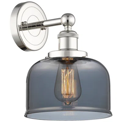 Innovations Lighting Large Bell 10"high Polished Nickel Sconce With Plated Smoke Shade
