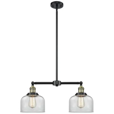 Innovations Lighting Large Bell 21" 2-light Black Antique Brass Island Light W/ Clear Shade