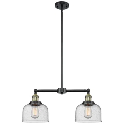 Innovations Lighting Large Bell 21" 2-light Black Antique Brass Island Light W/ Seedy Shade