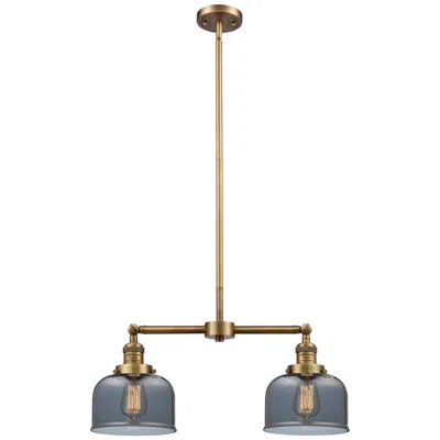 Innovations Lighting Large Bell 21" 2-light Brushed Brass Island Light W/ Plated Smoke Shad