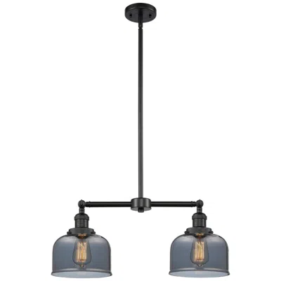 Innovations Lighting Large Bell 21" 2-light Matte Black Island Light W/ Plated Smoke Shade