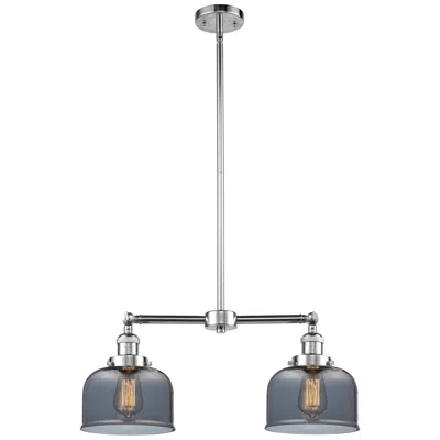 Innovations Lighting Large Bell 21" 2-light Polished Chrome Island Light W/ Plated Smoke Sh
