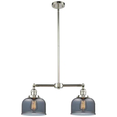 Innovations Lighting Large Bell 21" 2-light Polished Nickel Island Light W/ Plated Smoke Sh