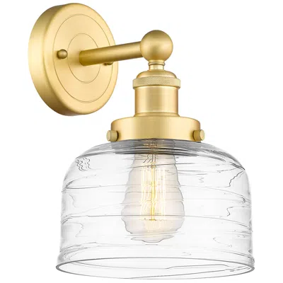 Innovations Lighting Large Bell 2.25" High Satin Gold Sconce With Deco Swirl Shade
