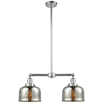 Innovations Lighting Large Bell 24" 2-light Chrome Island Light W/ Silver Plated Mercury Sh