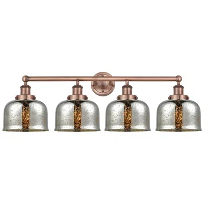 Innovations Lighting Large Bell 33.5"w 4 Light Antique Copper Bath Light With Mercury Shade